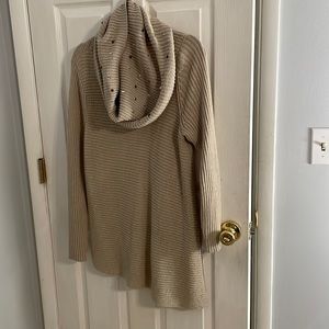 Lovely Apt. 9 ASymmetrical taupe sweater with detachable scarf. Size XL